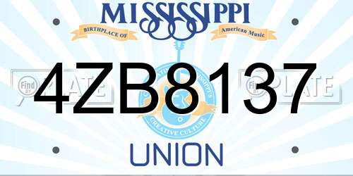 4ZB8137 Mississippi License Plate