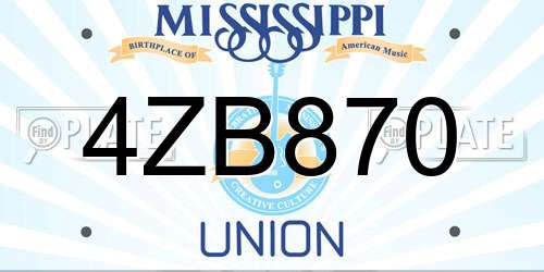 4ZB870 Mississippi License Plate