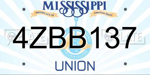4ZBB137 Mississippi License Plate