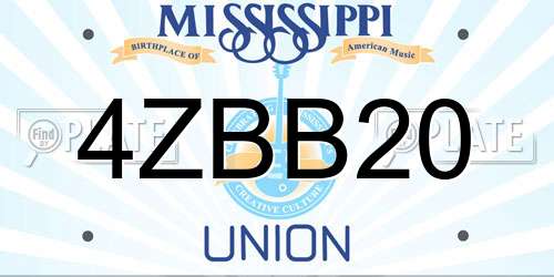4ZBB20 Mississippi License Plate