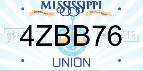 4ZBB76 Mississippi License Plate