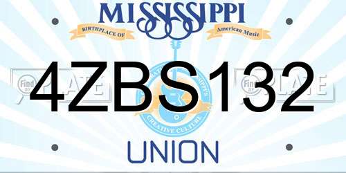 4ZBS132 Mississippi License Plate
