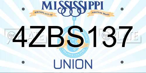 4ZBS137 Mississippi License Plate