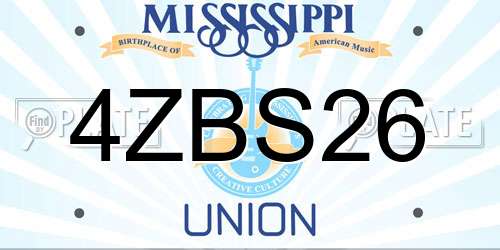 4ZBS26 Mississippi License Plate
