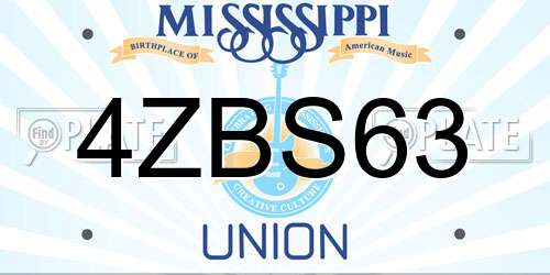 4ZBS63 Mississippi License Plate