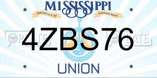 4ZBS76 Mississippi License Plate