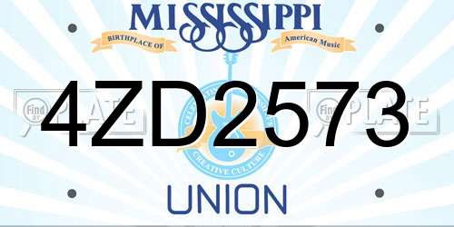 4ZD2573 Mississippi License Plate
