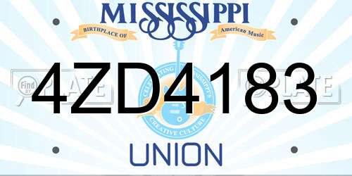 4ZD4183 Mississippi License Plate
