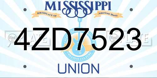4ZD7523 Mississippi License Plate