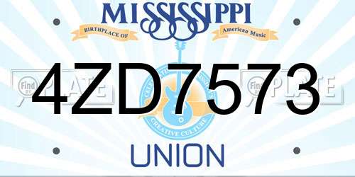 4ZD7573 Mississippi License Plate