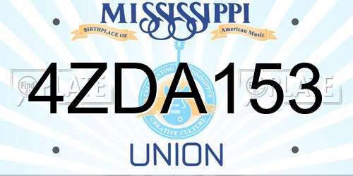 4ZDA153 Mississippi License Plate