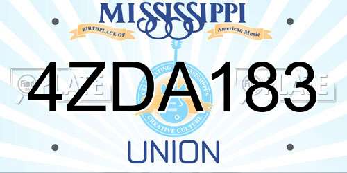 4ZDA183 Mississippi License Plate