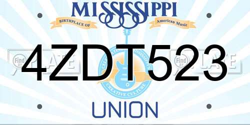 4ZDT523 Mississippi License Plate