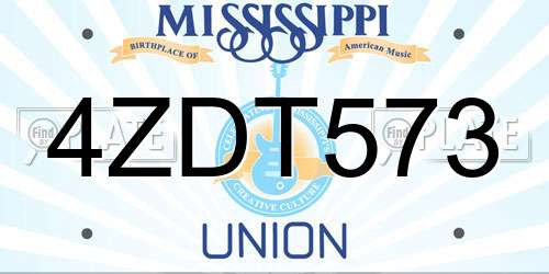 4ZDT573 Mississippi License Plate