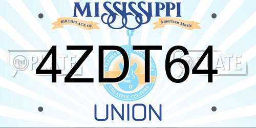 4ZDT64 Mississippi License Plate
