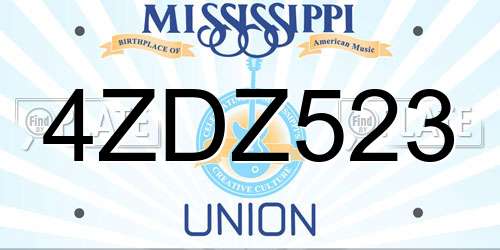 4ZDZ523 Mississippi License Plate