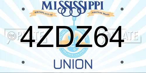 4ZDZ64 Mississippi License Plate