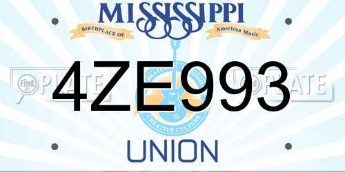 4ZE993 Mississippi License Plate