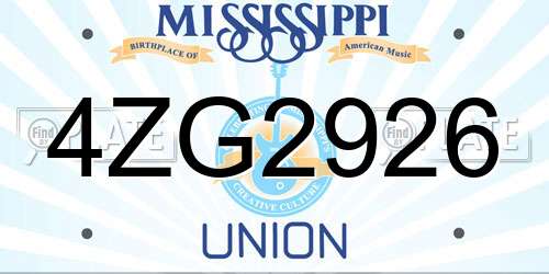 4ZG2926 Mississippi License Plate