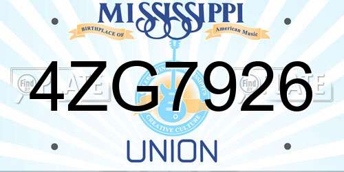4ZG7926 Mississippi License Plate