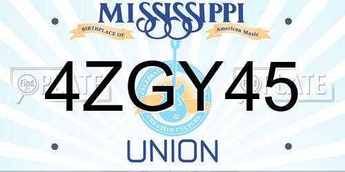 4ZGY45 Mississippi License Plate