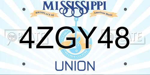 4ZGY48 Mississippi License Plate