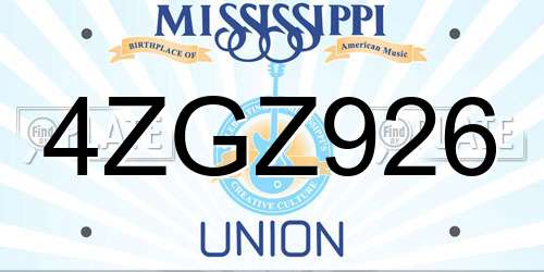 4ZGZ926 Mississippi License Plate