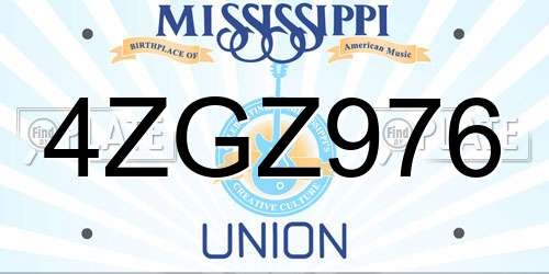 4ZGZ976 Mississippi License Plate