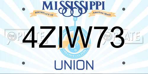 4ZIW73 Mississippi License Plate