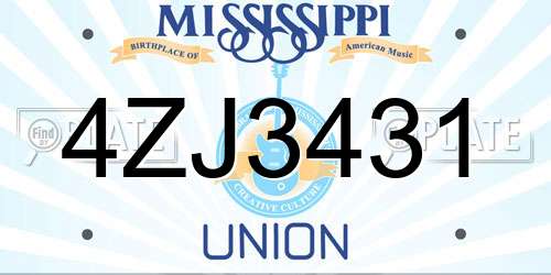 4ZJ3431 Mississippi License Plate