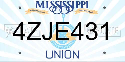 4ZJE431 Mississippi License Plate
