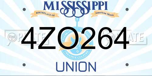 4ZO264 Mississippi License Plate