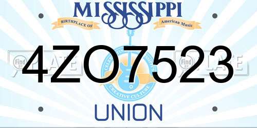 4ZO7523 Mississippi License Plate