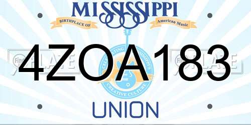 4ZOA183 Mississippi License Plate