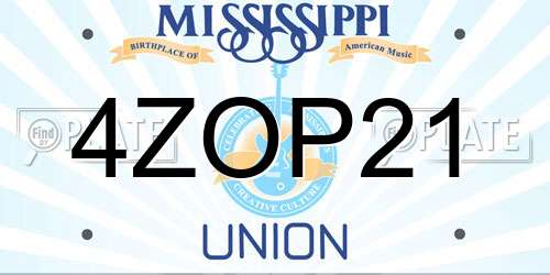 4ZOP21 Mississippi License Plate