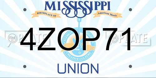 4ZOP71 Mississippi License Plate