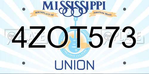 4ZOT573 Mississippi License Plate