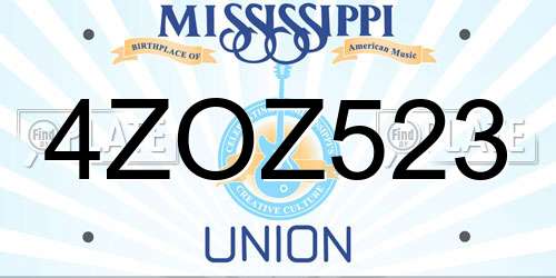 4ZOZ523 Mississippi License Plate