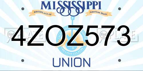 4ZOZ573 Mississippi License Plate