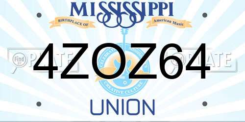 4ZOZ64 Mississippi License Plate