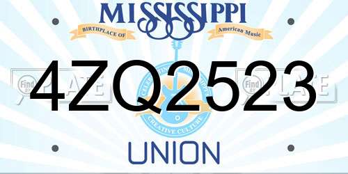4ZQ2523 Mississippi License Plate