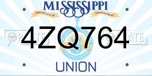 4ZQ764 Mississippi License Plate