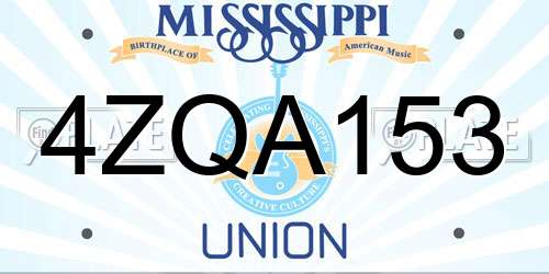 4ZQA153 Mississippi License Plate