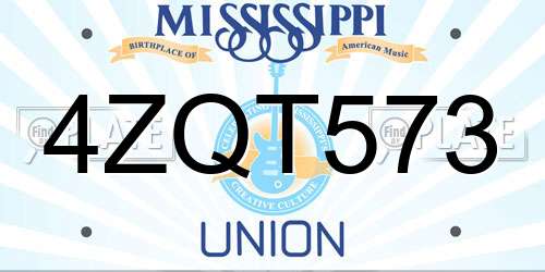 4ZQT573 Mississippi License Plate