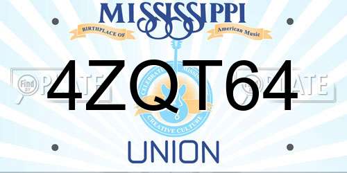 4ZQT64 Mississippi License Plate