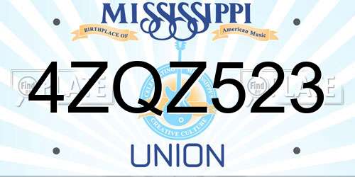 4ZQZ523 Mississippi License Plate
