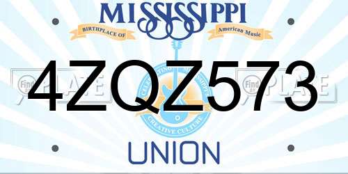 4ZQZ573 Mississippi License Plate