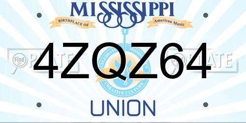 4ZQZ64 Mississippi License Plate