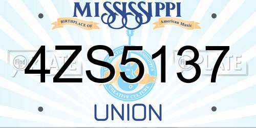 4ZS5137 Mississippi License Plate