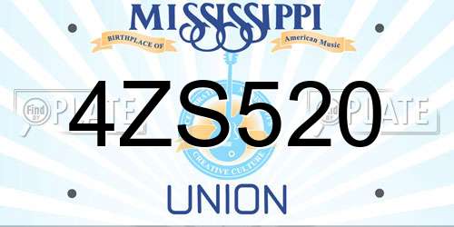 4ZS520 Mississippi License Plate